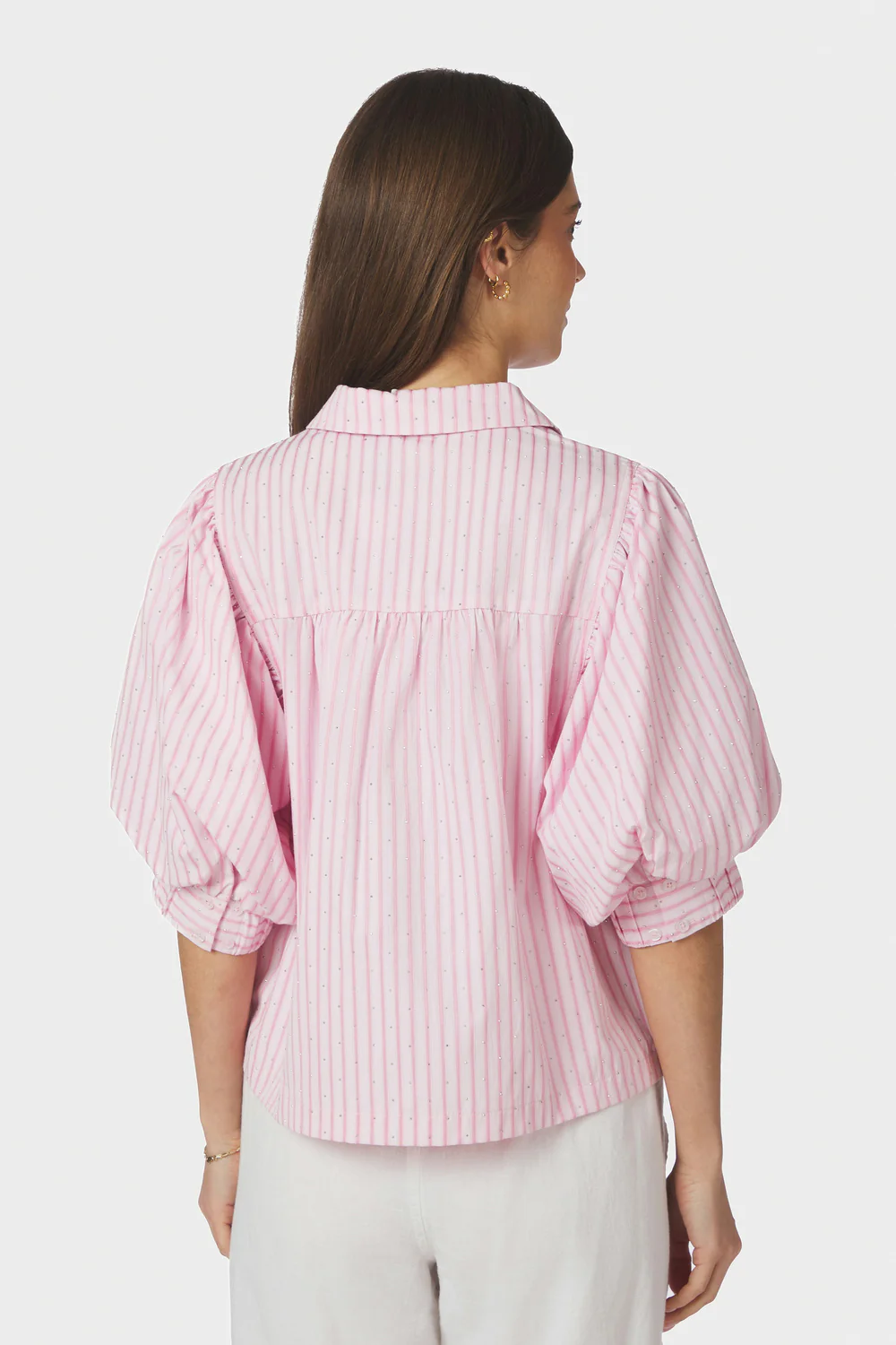 Etta Soft Stripe Stone Shirt | Light Pink | Bluse fra Neo Noir - Image 4