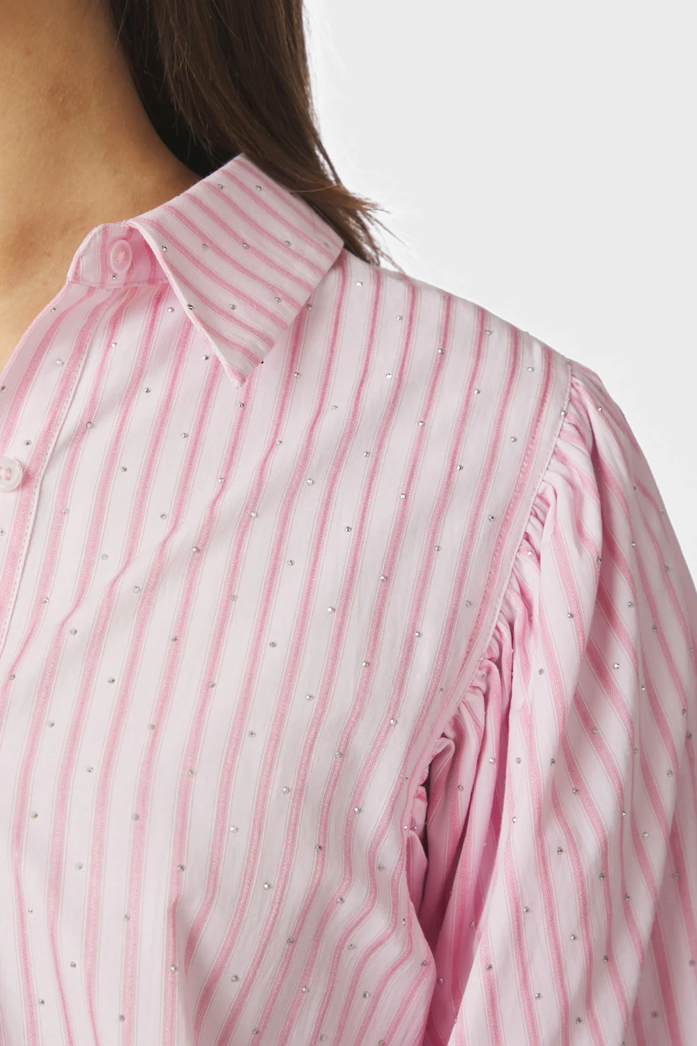 Etta Soft Stripe Stone Shirt | Light Pink | Bluse fra Neo Noir - Image 6
