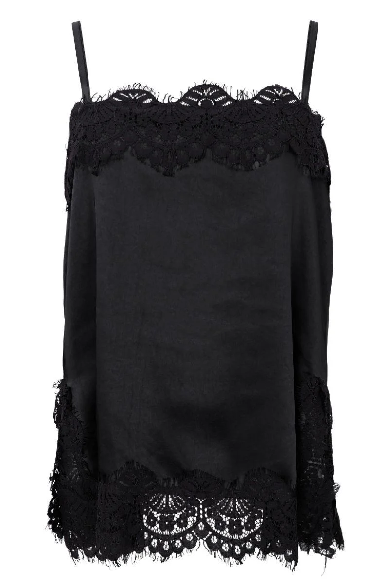 Evie Lace Strap Top | Black | Bluse fra Black Colour - Image 2