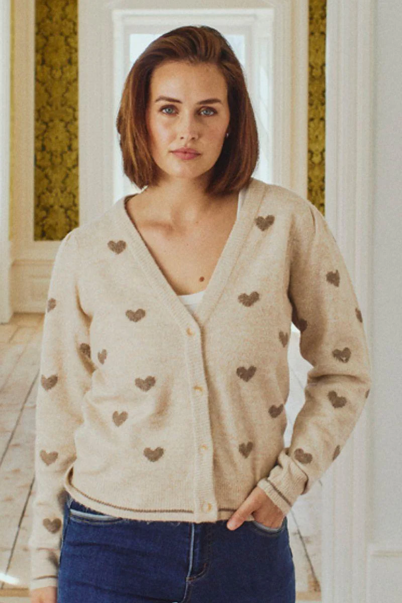 Faith Cardigan 206654 | Moonbeam Mel W Desert T Mel | Cardigan fra Freequent