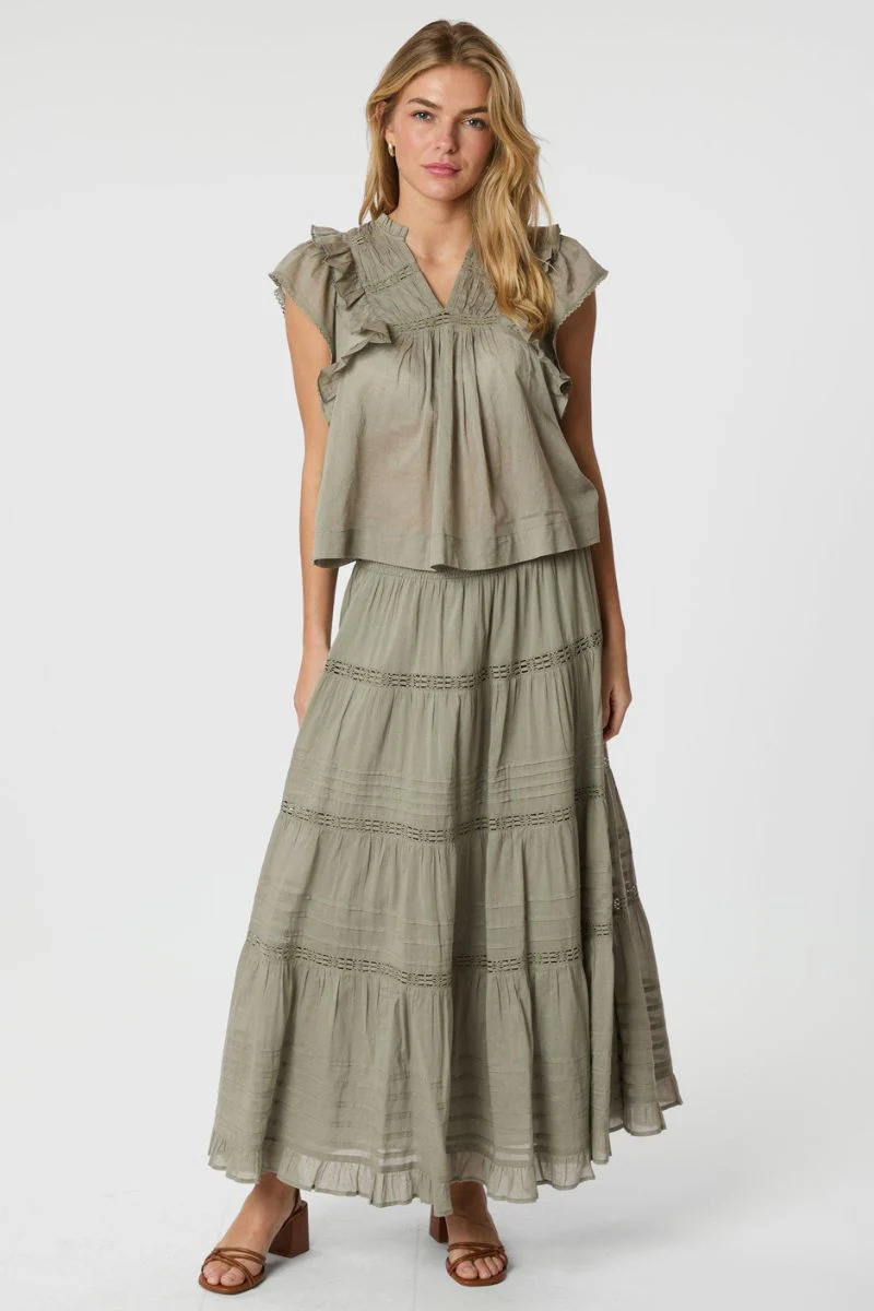 Felicia S Voile Skirt | Smoke Green | Nederdel fra Neo Noir - Image 2
