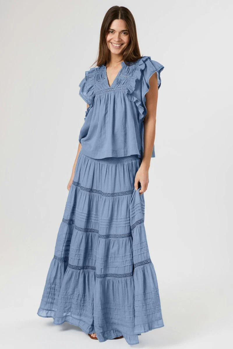 Felicia S Voile Skirt | Smoke Blue | Nederdel fra Neo Noir - Image 6