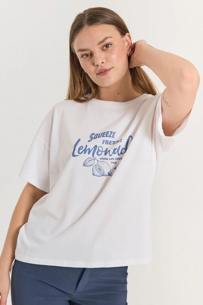 Fenjal Tee 205909 | Brilliant White W Deep Ultrama | T-shirt fra Freequent - Image 9