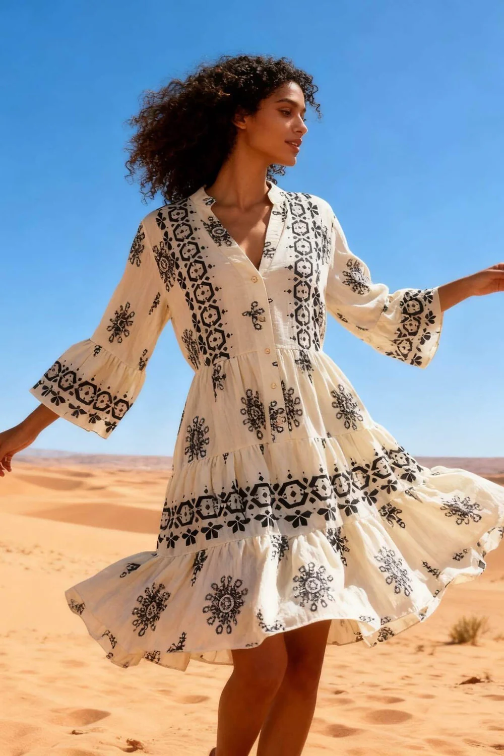 Fiona Flowy Dress | White - Image 3