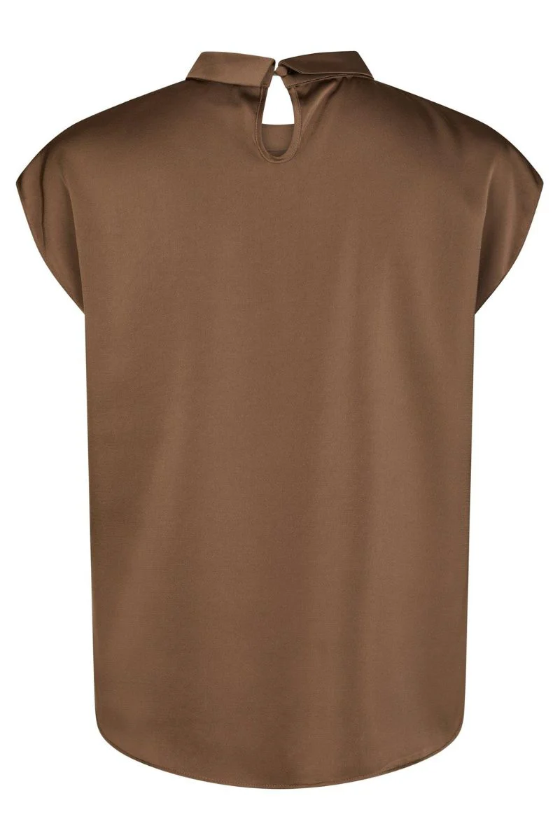 Fleur Drapy Satin Blouse | Dusty Brown | Bluse fra Neo Noir - Image 3