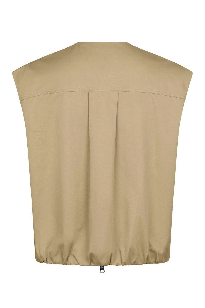 Flo Balloon Twill Vest | Taupe | Vest fra Neo Noir - Image 4