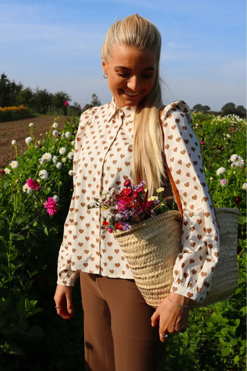 Flora Ls Blouse | Brown Heart | Bluse fra Liberté - Image 2