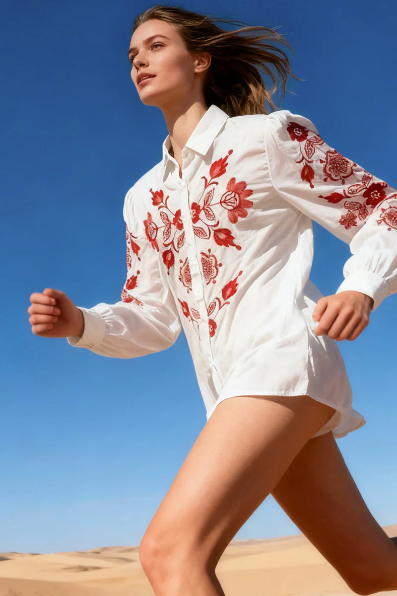 Mio Embroidered Floral Shirt | Skjorte fra Avery - Image 3