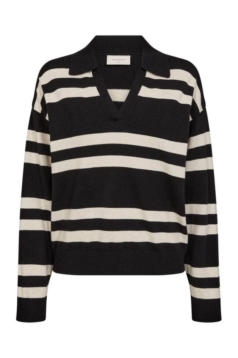 Flow Pullover 206651 | Black W. Moonbeam Melange | Strik fra Freequent - Image 2