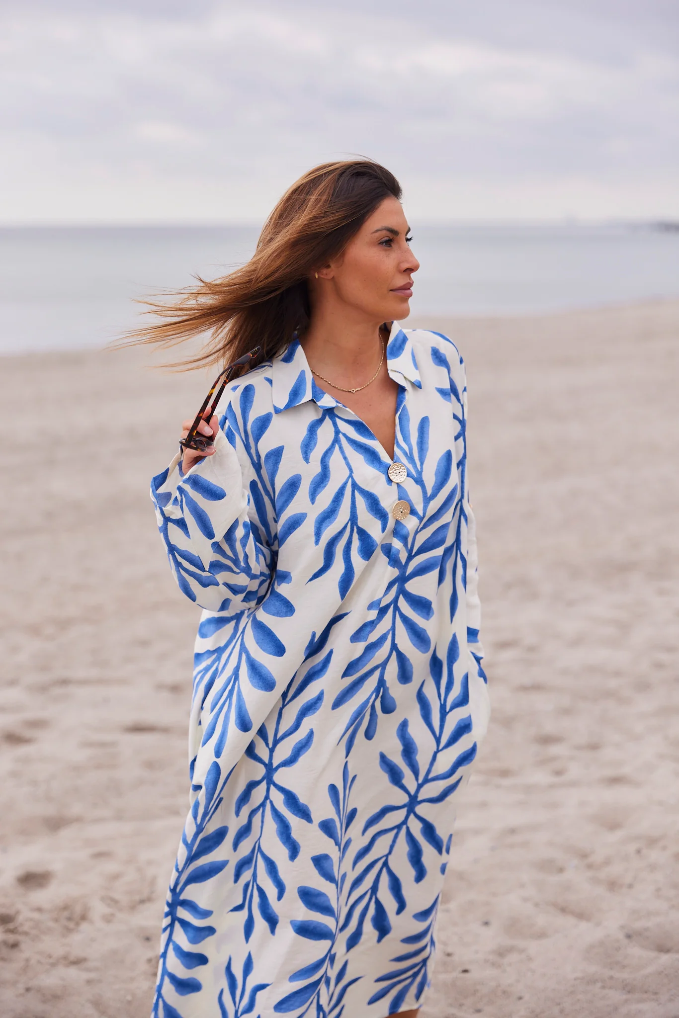 Wisteria Print Dress | Blue Leaves - Image 4