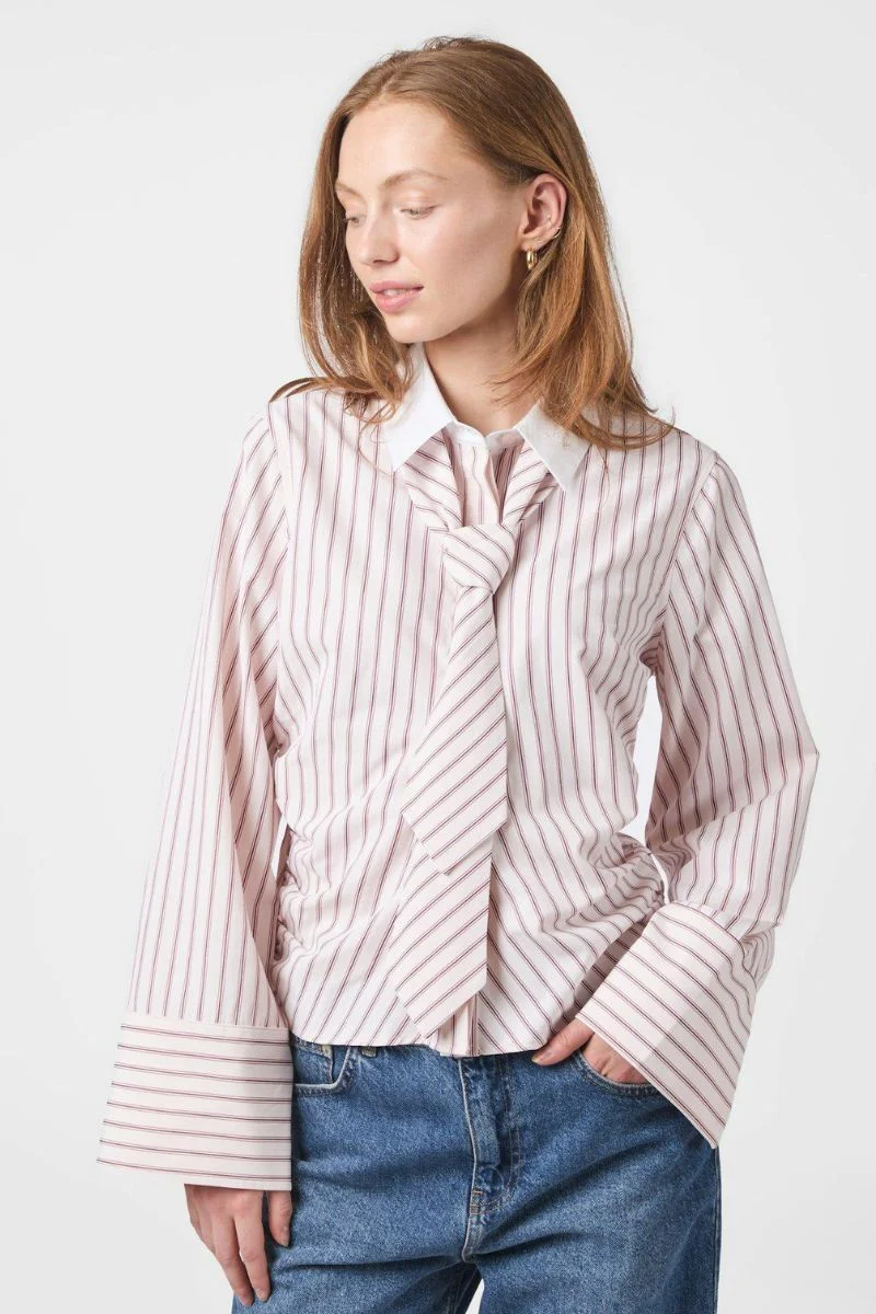 Francesca Stripe Shirt | Rose | Bluse fra Neo Noir - Image 2