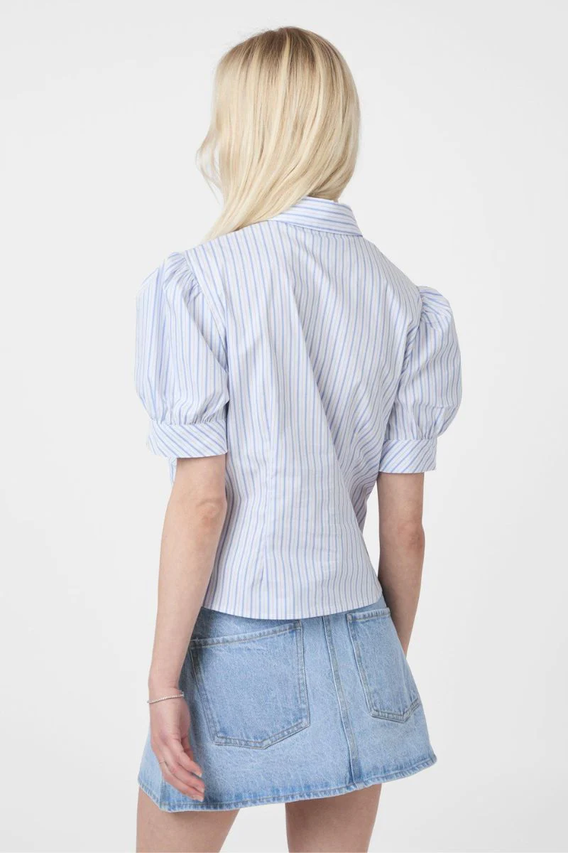 Frannie Stripe Shirt | White/Light Blue | Bluse fra Neo Noir - Image 5