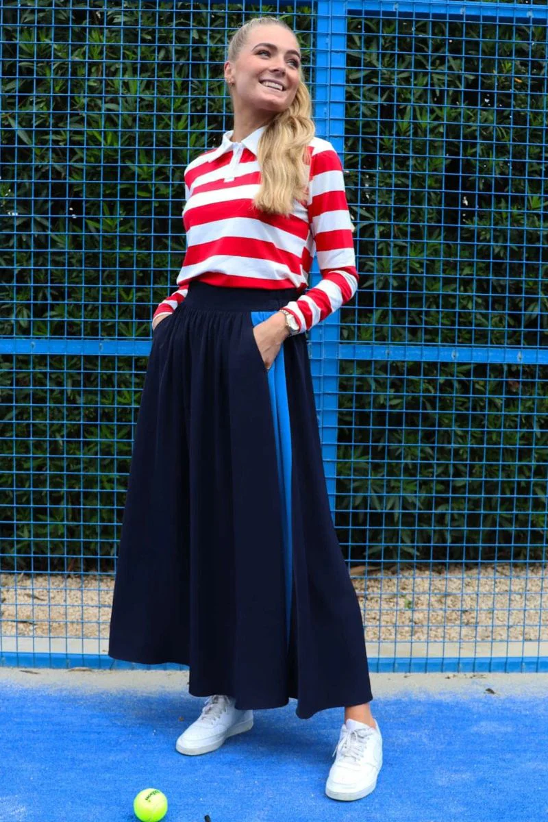 Frede Long Panel Skirt | Navy Blue |  fra Liberté - Image 3