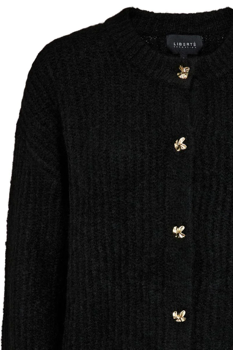 Fro O Neck Cardigan | Black | Strik fra Liberté - Image 4