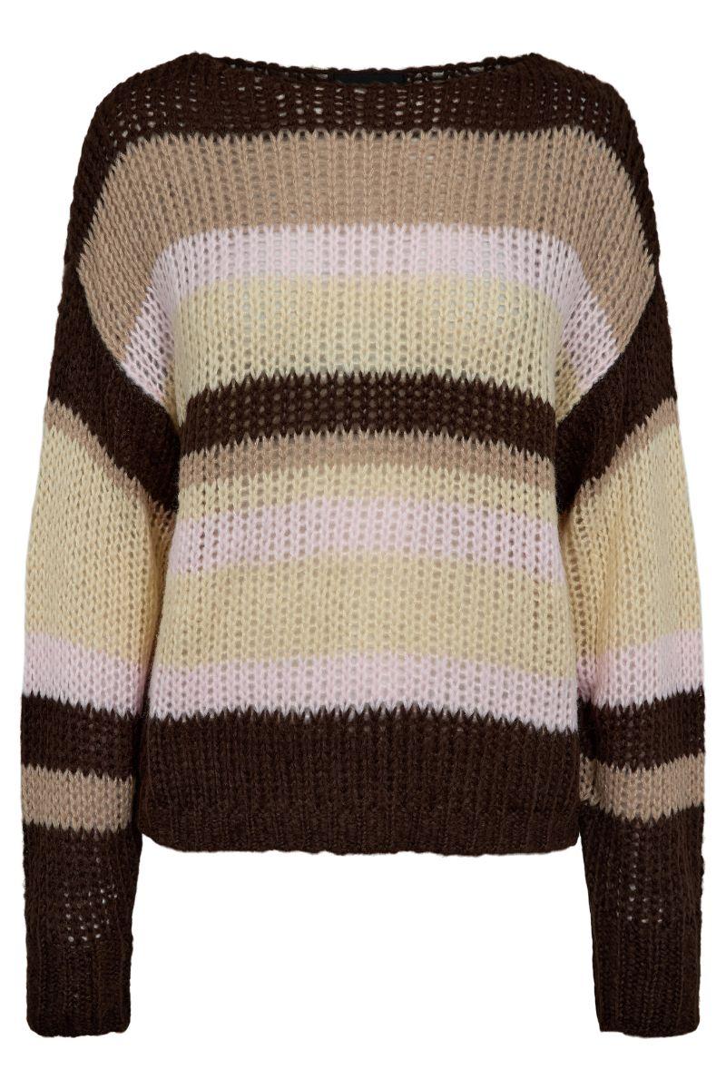 Frodine Stripe Pullover | Choco Rose Ivory Stripe | Strik fra Liberté - Image 2