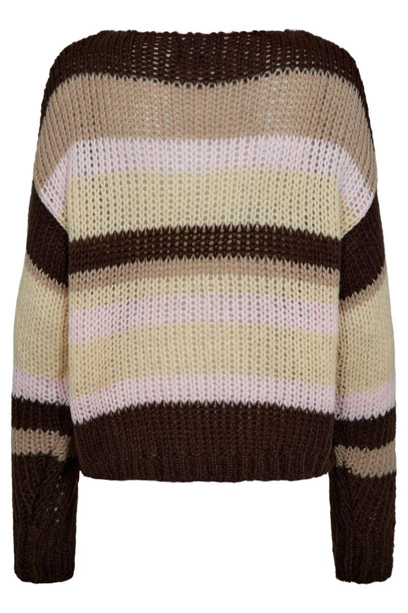 Frodine Stripe Pullover | Choco Rose Ivory Stripe | Strik fra Liberté - Image 4