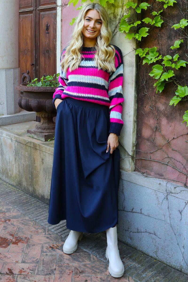 Frodine Stripe Pullover | Navy Pink Creme Stripe | Strik fra Liberté - Image 5
