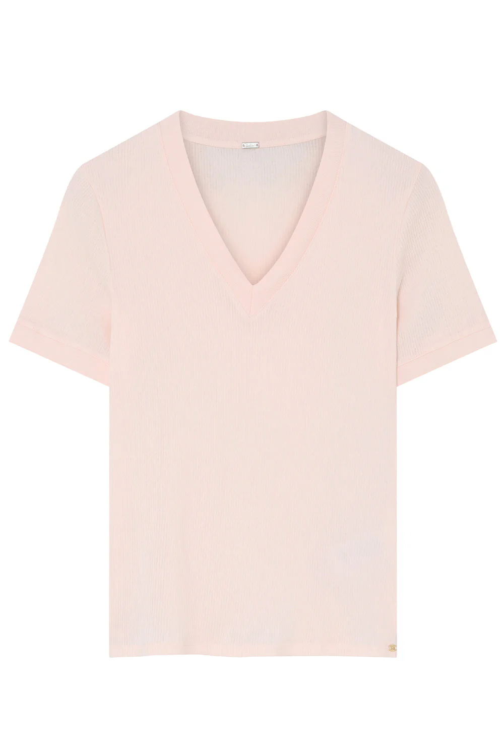 Ghana V-neck S/S t-shirt | Pastel Pink | T-Shirt fra Gustav
