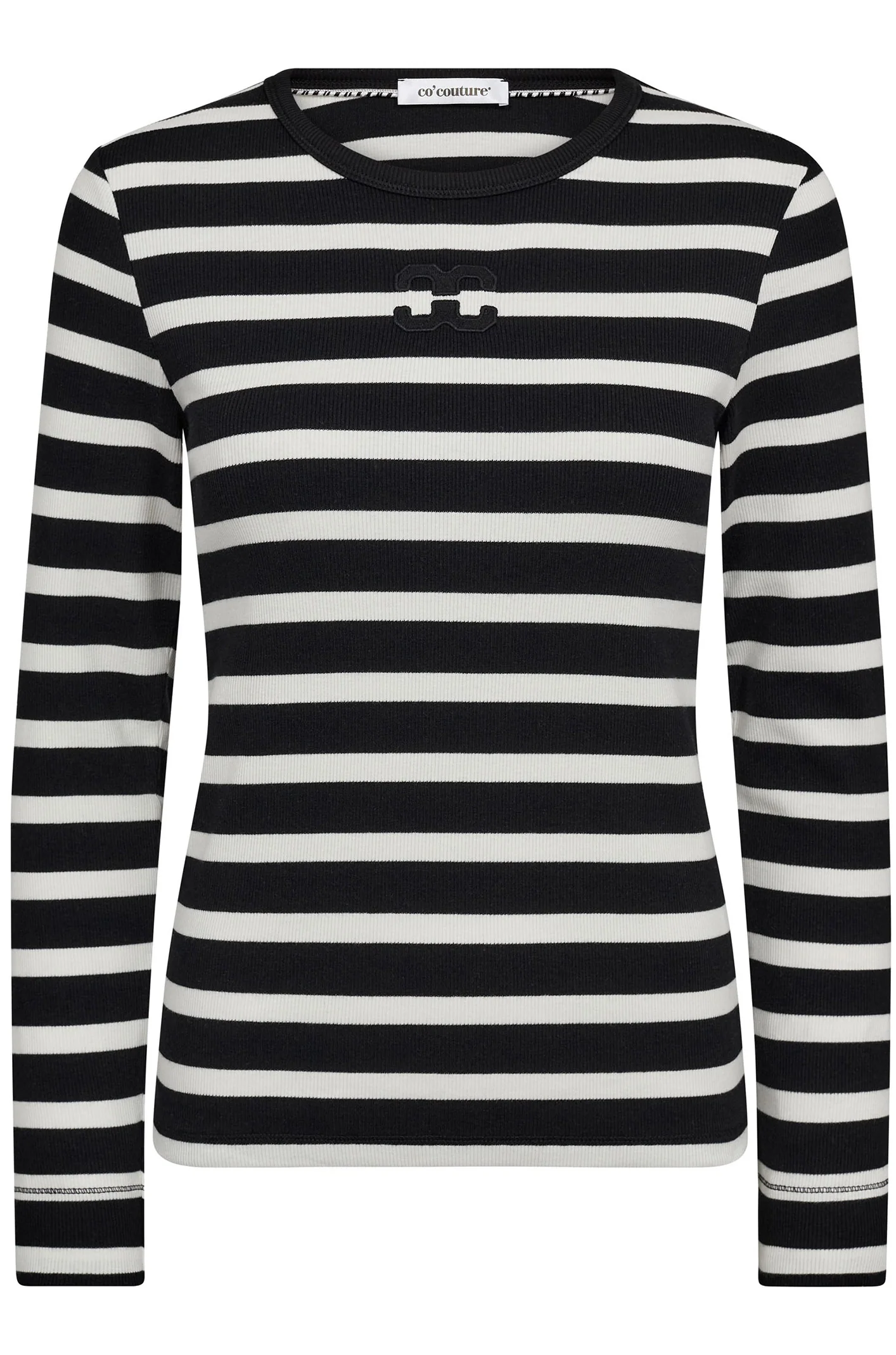 Granny Rib Emb LS Blouse 43007 | OffWhite-Black | T-Shirt fra Co'couture - Image 2