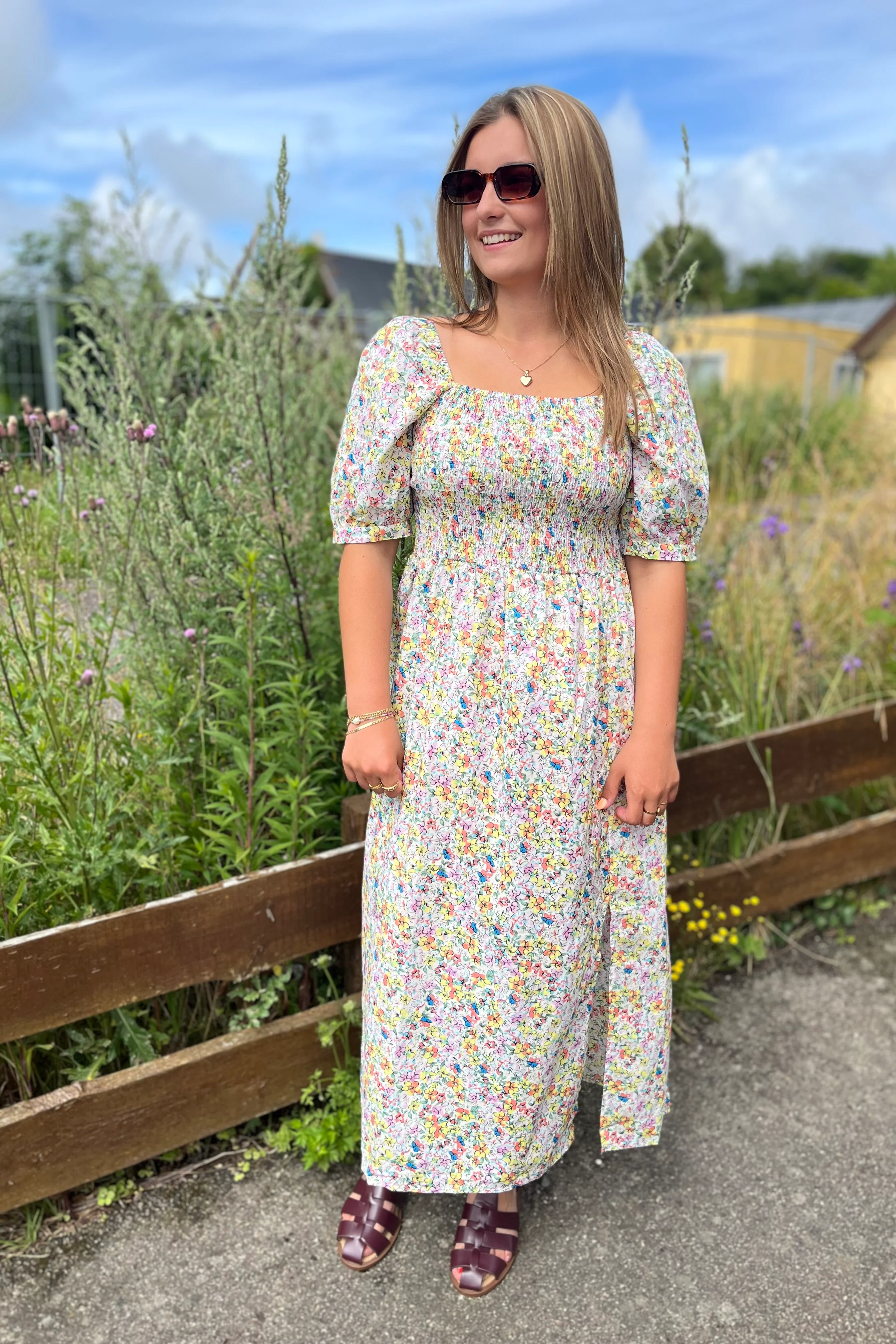 Gro Dress | Green Multi Flower | Kjole fra Liberté - Image 7