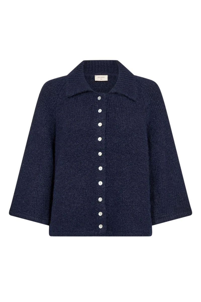 Grslulu Cardigan 207378 | Navy Blazer Melange | Cardigan fra Freequent