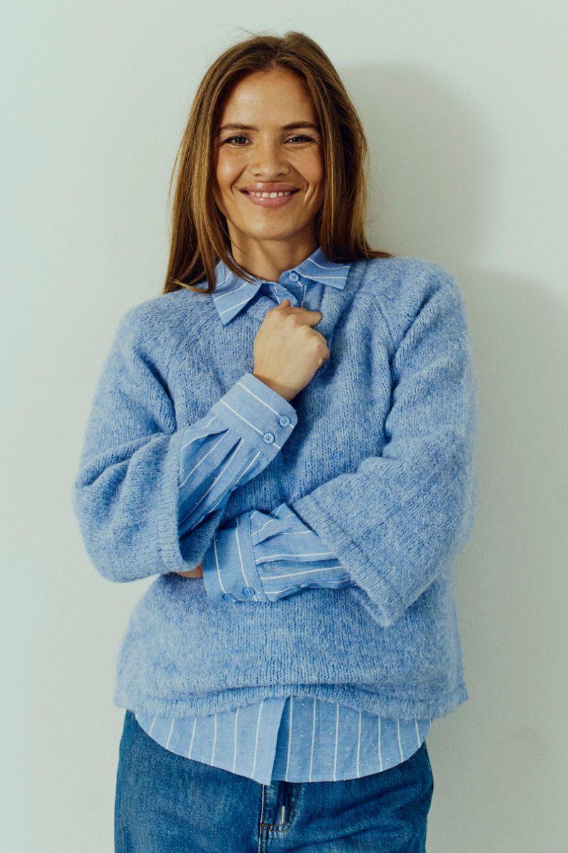 Grslulu Pullover 205507 | Vista Blue Melange | Strik fra Freequent - Image 3