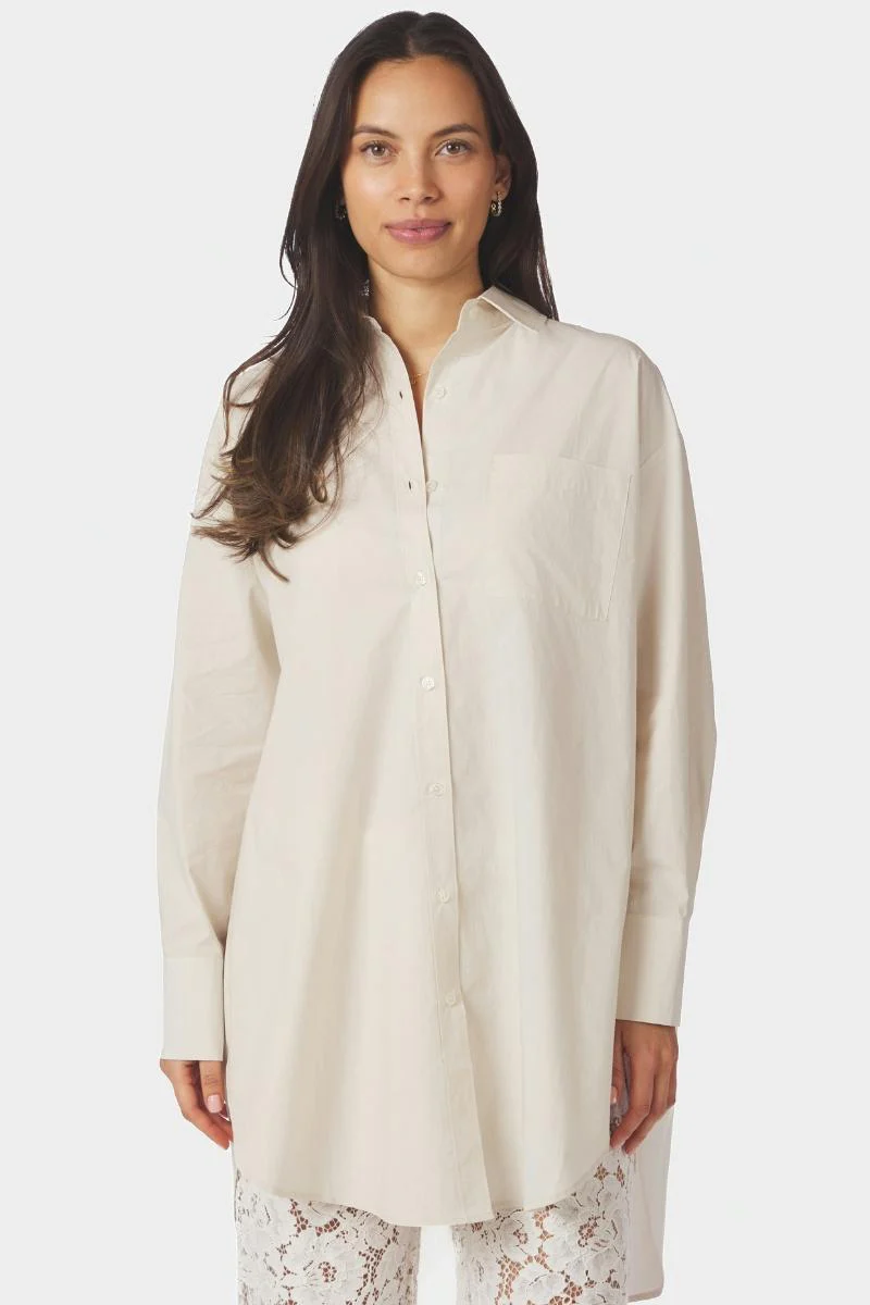 Halina Poplin Shirt | Ivory | Bluse fra Neo Noir - Image 3