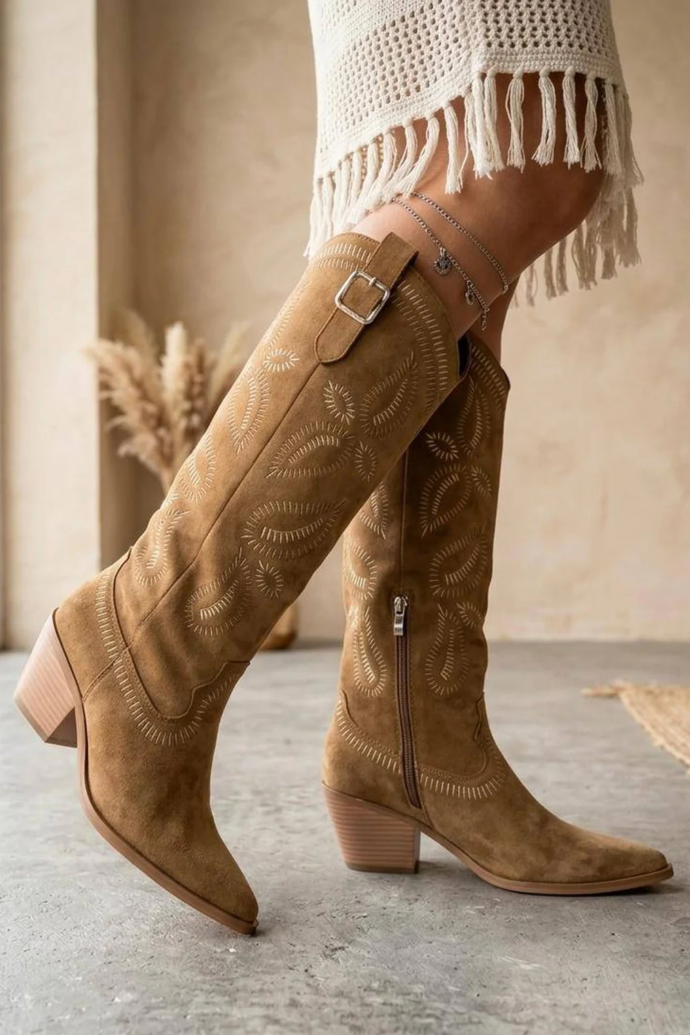 Hannah Long Cowboy Boots | Kaki