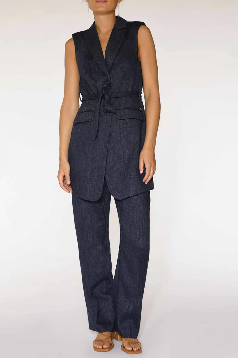 Hasel Long Blazer Vest | Blue Nights | Vest fra Gustav - Image 4