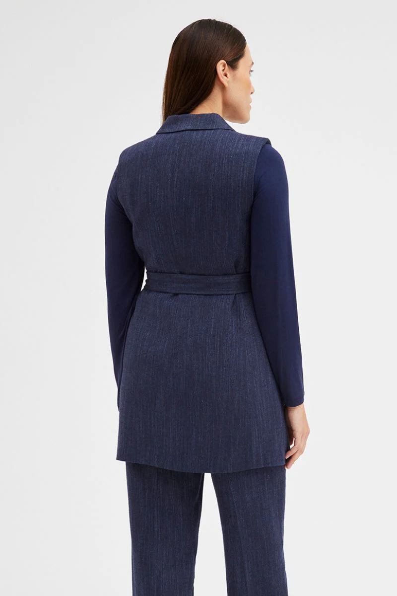 Hasel Long Blazer Vest | Blue Nights | Vest fra Gustav - Image 7