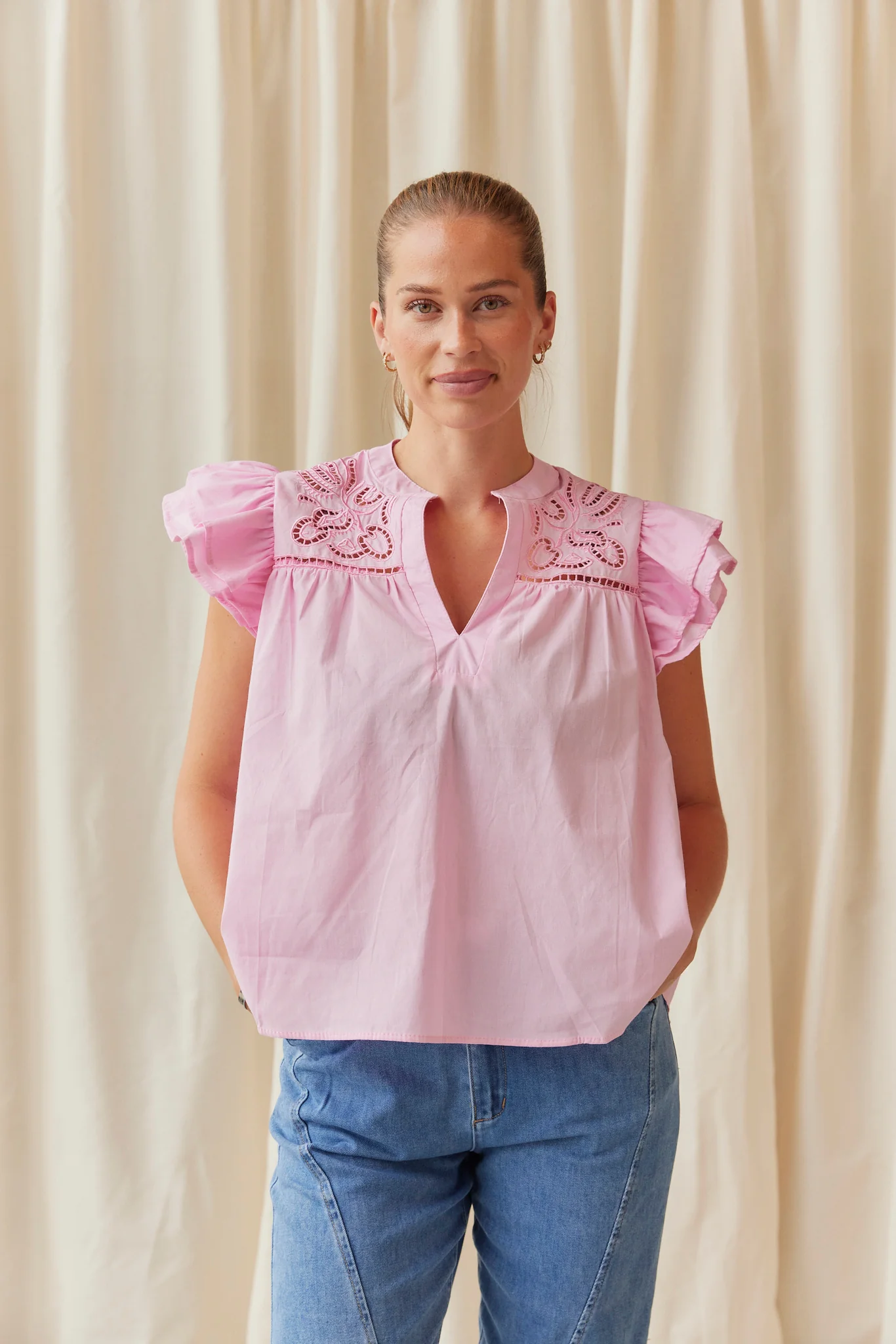 Hazel Ruffle Shirt | Pink - Image 4