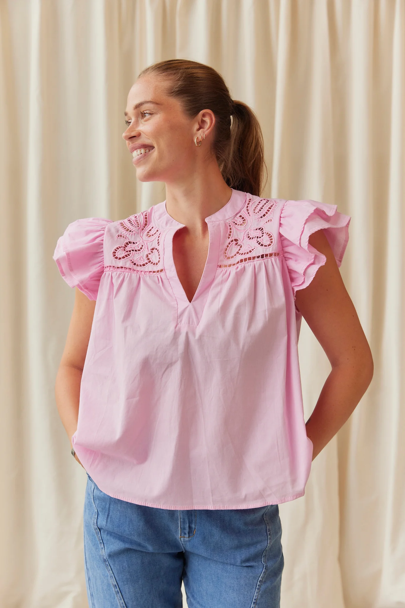 Hazel Ruffle Shirt | Pink - Image 5