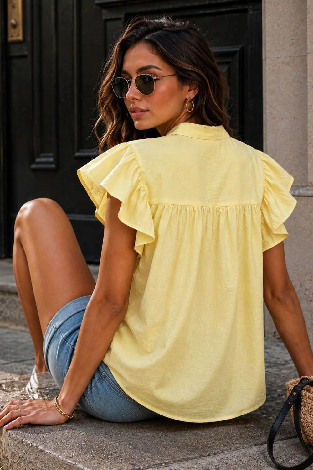 Hazel Ruffle Shirt | Yellow - Image 5