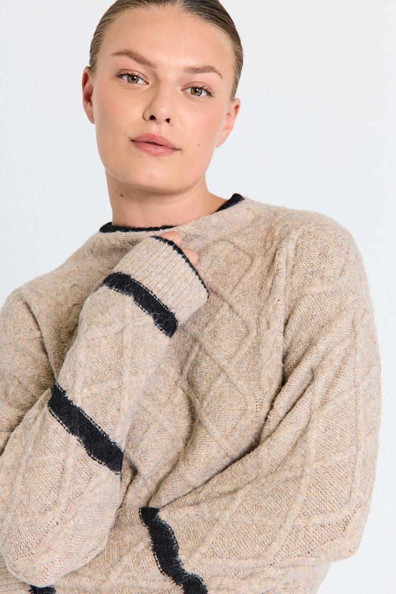 Hiro Pullover 206745 | Desert Taupe Mel. W. Black | Strik fra Freequent - Image 7