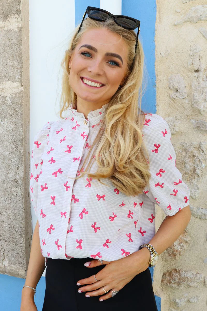 Ianna Ss Blouse | Check Bow | Bluse fra Liberté