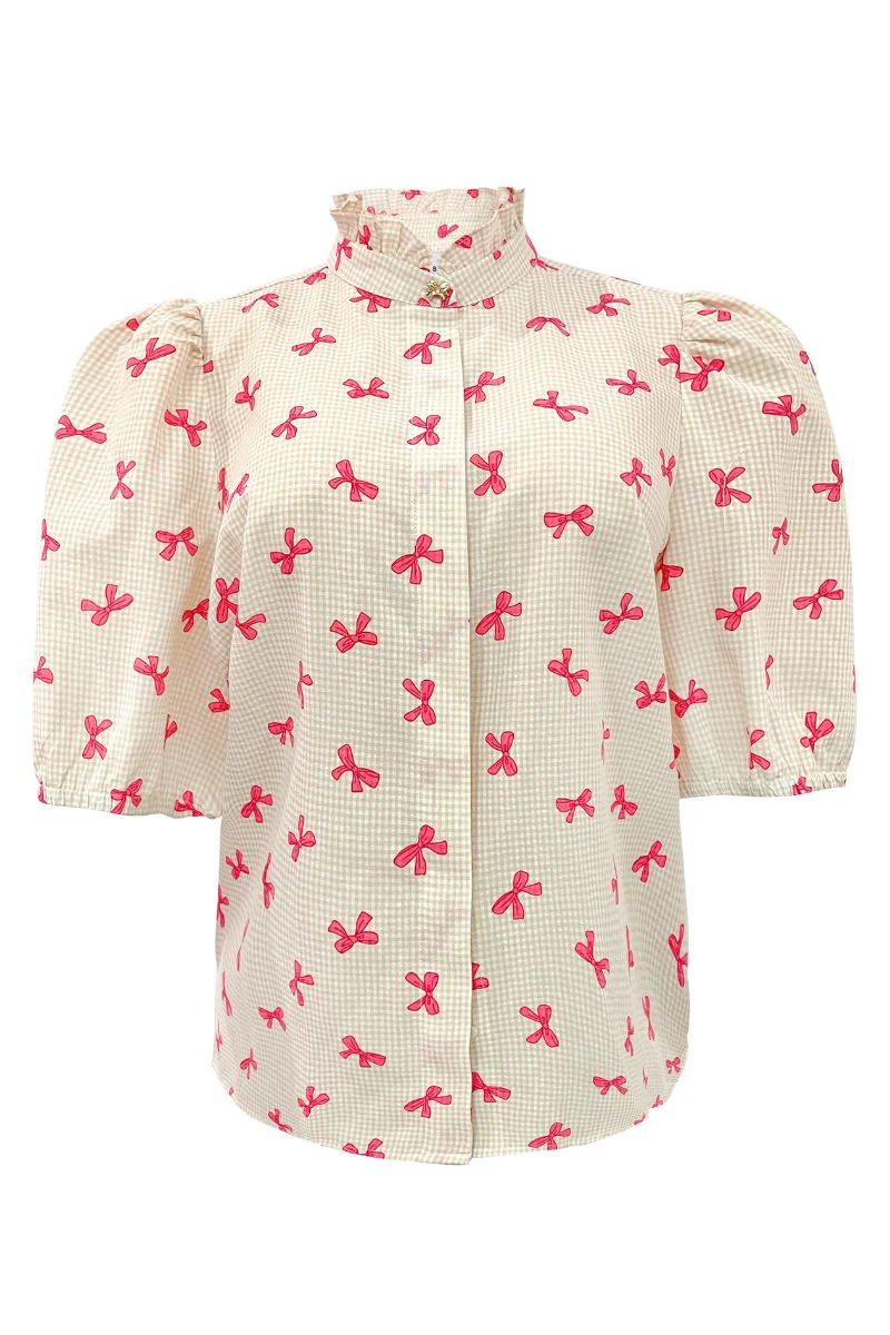 Ianna Ss Blouse | Check Bow | Bluse fra Liberté - Image 2