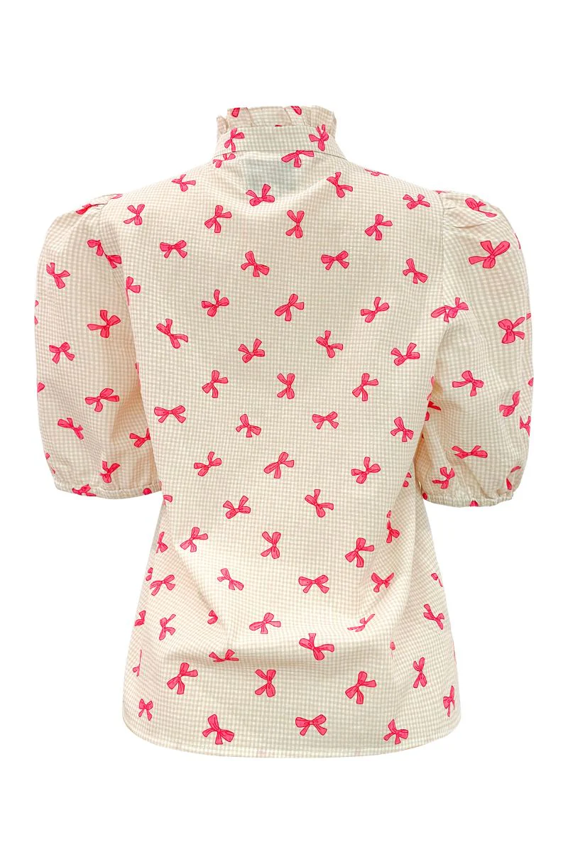 Ianna Ss Blouse | Check Bow | Bluse fra Liberté - Image 4
