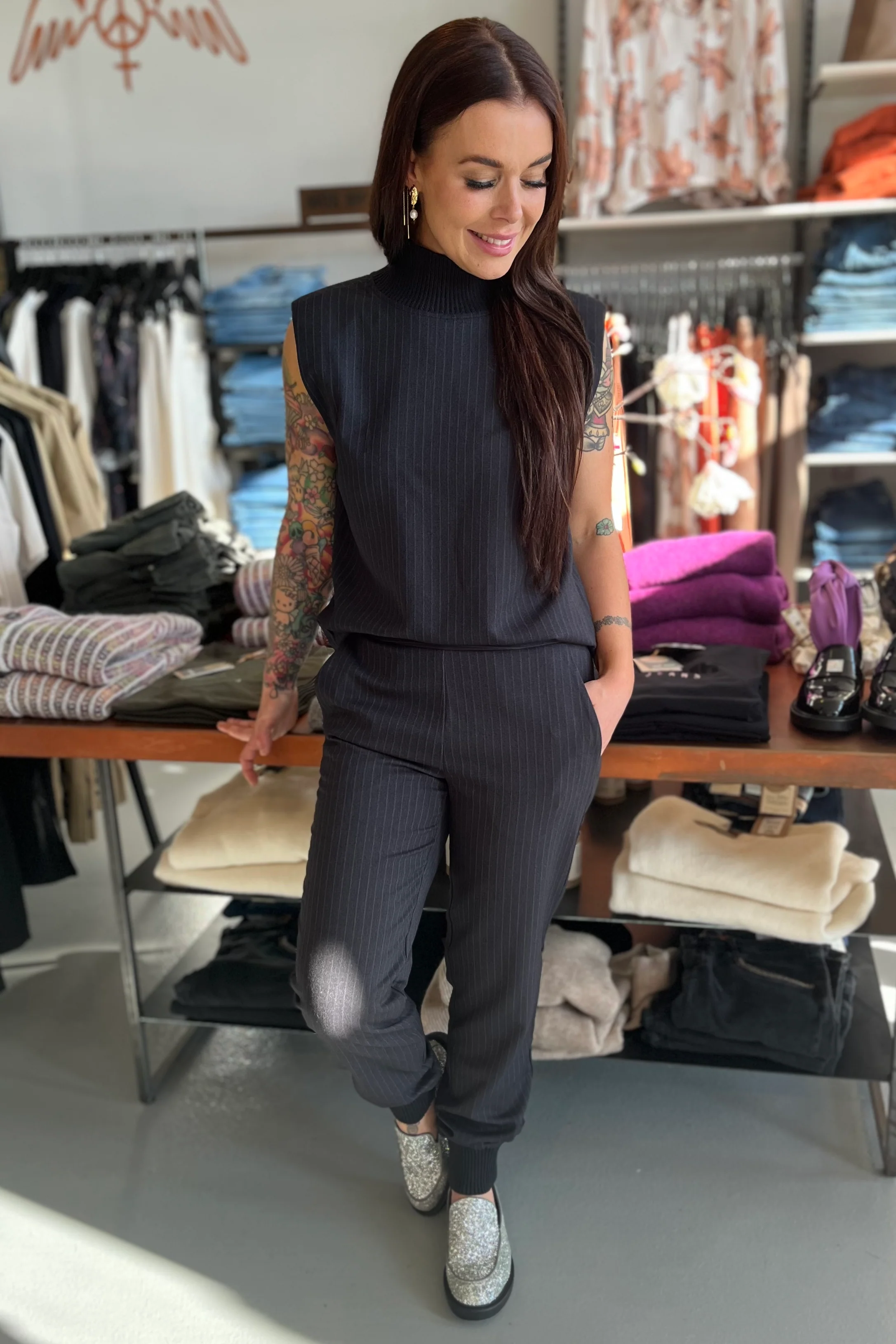 Ida Pin Jog Pant 31106 | Dark Grey | Bukser fra Co'couture - Image 6