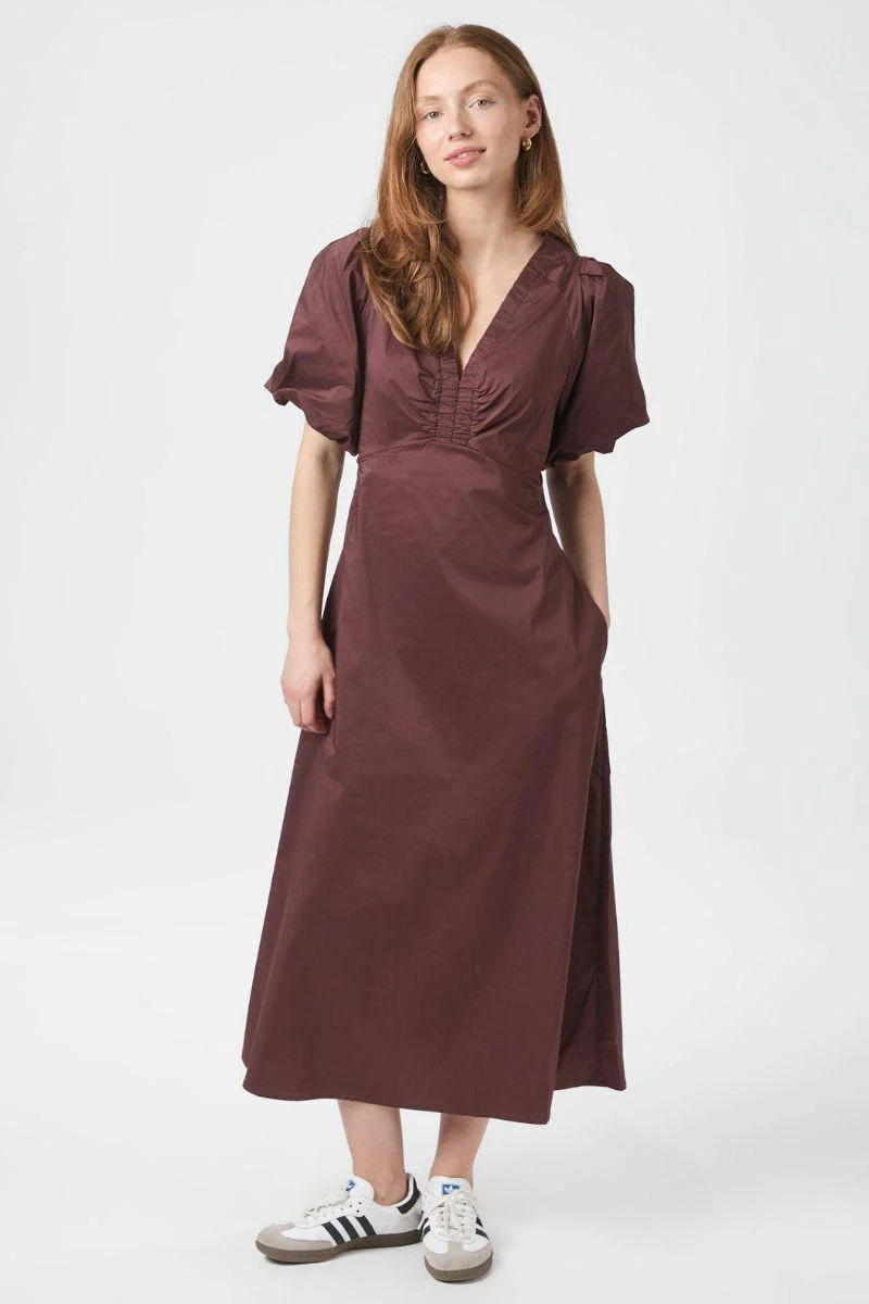 Illana Poplin Dress | Burgundy | Kjole fra Neo Noir - Image 2
