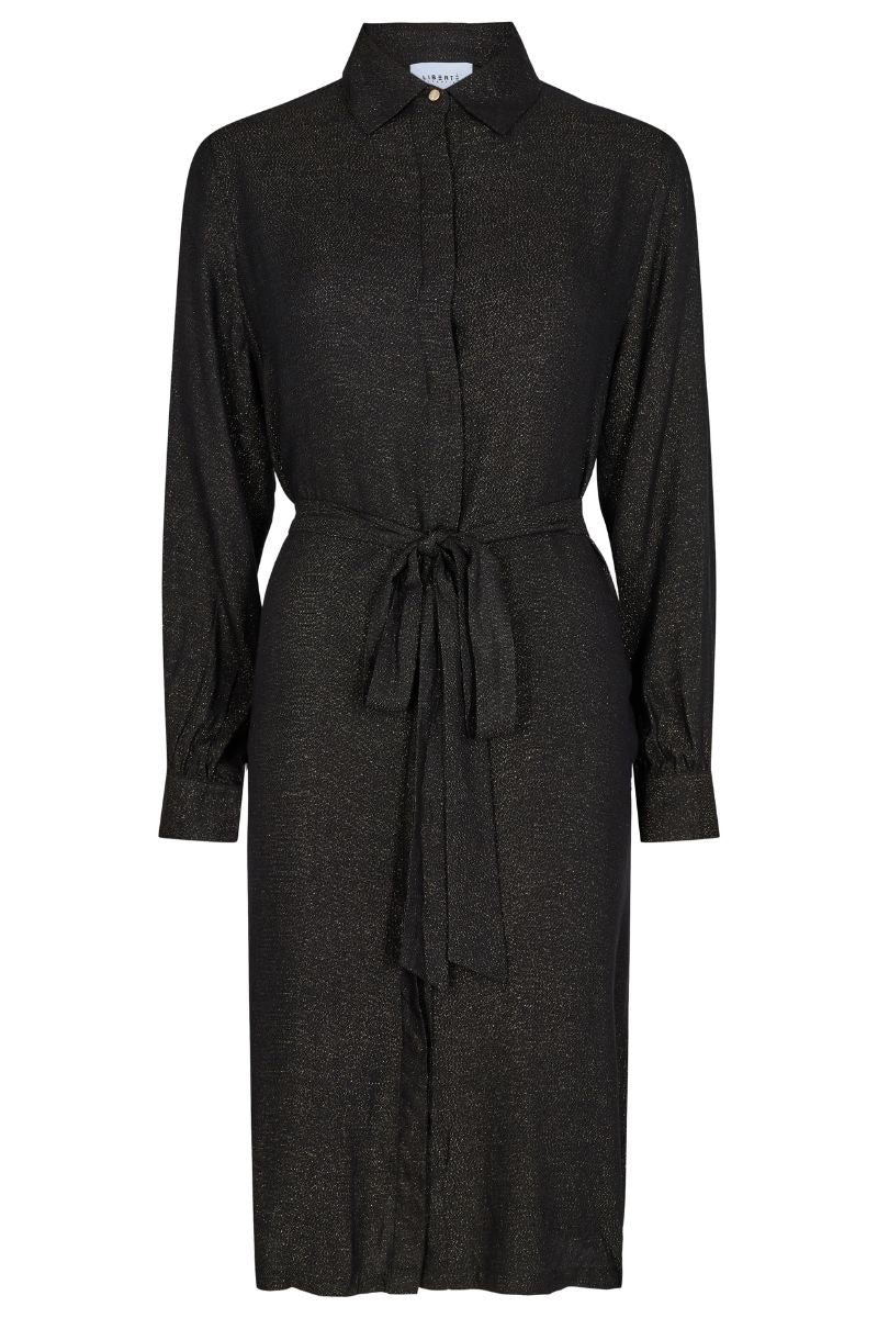 Ina LS Shirt Dress | Black Gold | Kjole fra Liberté