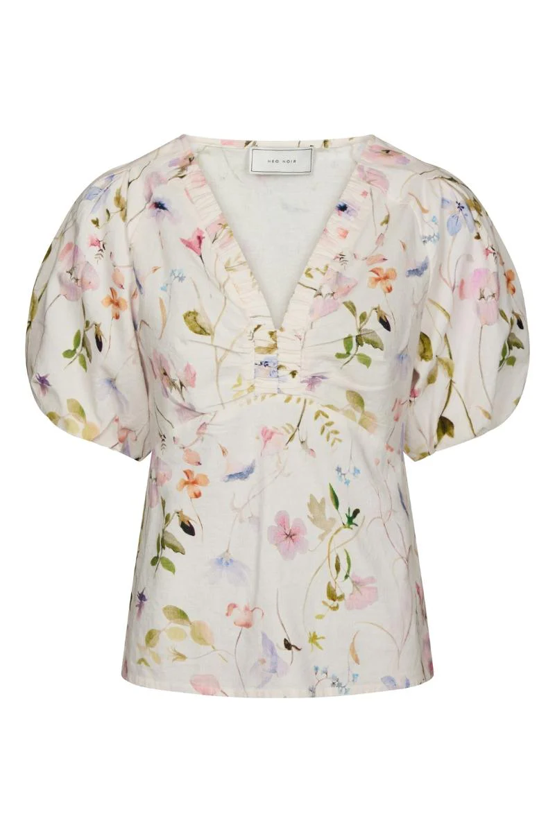 Irina Flower Blouse | Off White | Bluse fra Neo Noir - Image 3
