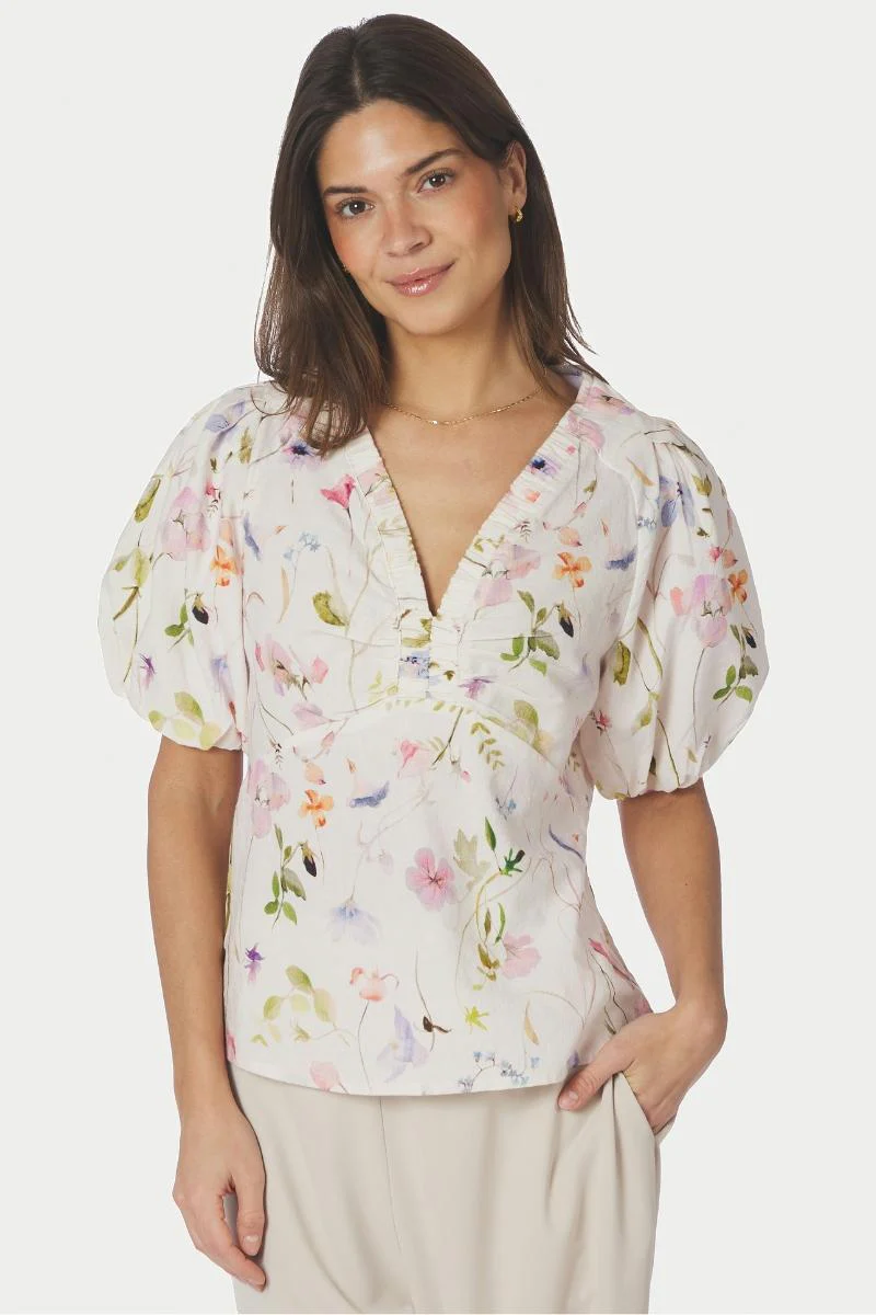 Irina Flower Blouse | Off White | Bluse fra Neo Noir - Image 4