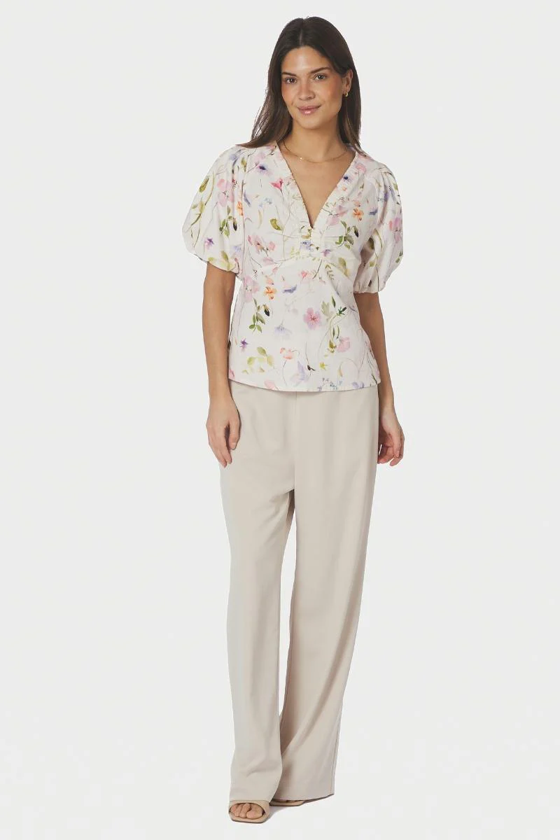 Irina Flower Blouse | Off White | Bluse fra Neo Noir - Image 6
