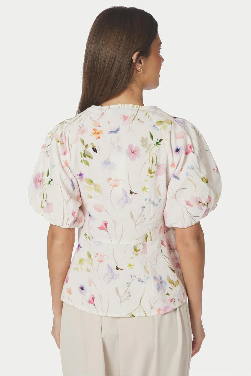 Irina Flower Blouse | Off White | Bluse fra Neo Noir - Image 7