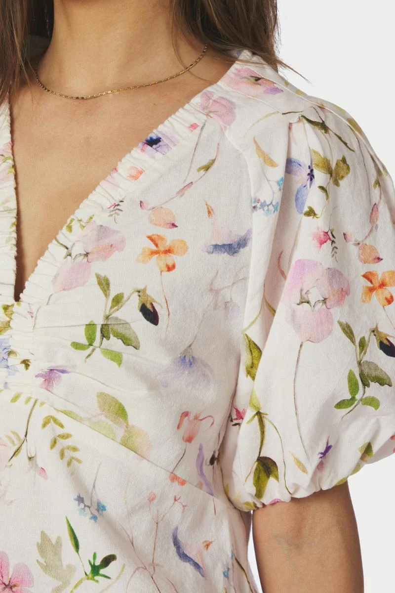 Irina Flower Blouse | Off White | Bluse fra Neo Noir - Image 8
