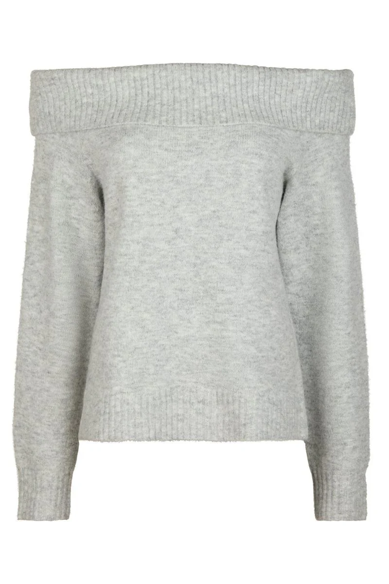Jane Knit Blouse | Light Grey Melange | Strik fra Neo Noir - Image 3