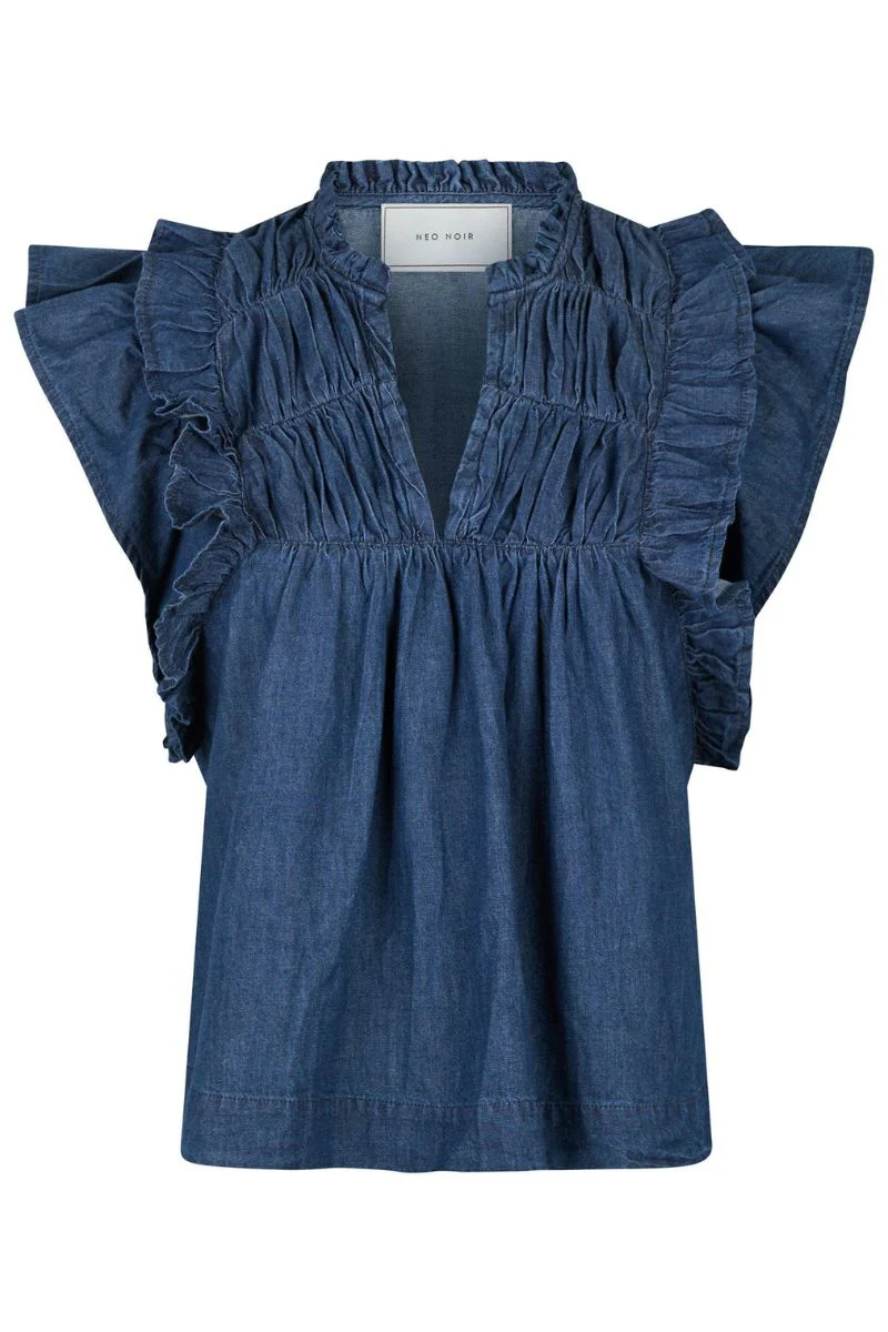 Jayla Denim Top | Blue | Bluse fra Neo Noir - Image 2
