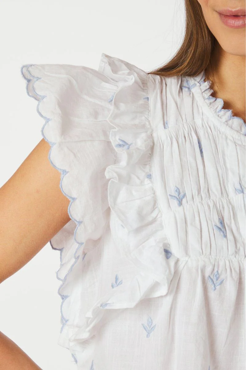 Jayla Embroidery Top | White | Bluse fra Neo Noir - Image 6