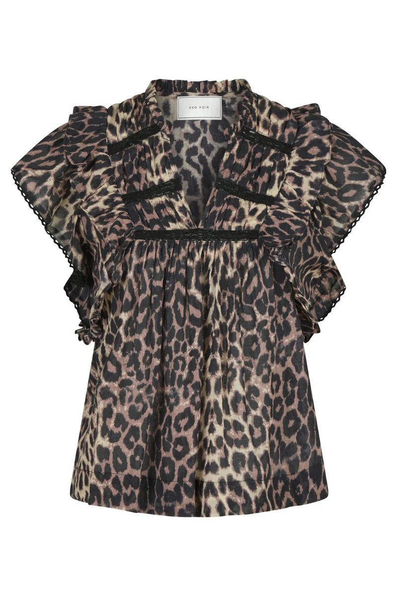 Jayla Leo Voile Top | Leopard | Top fra Neo Noir