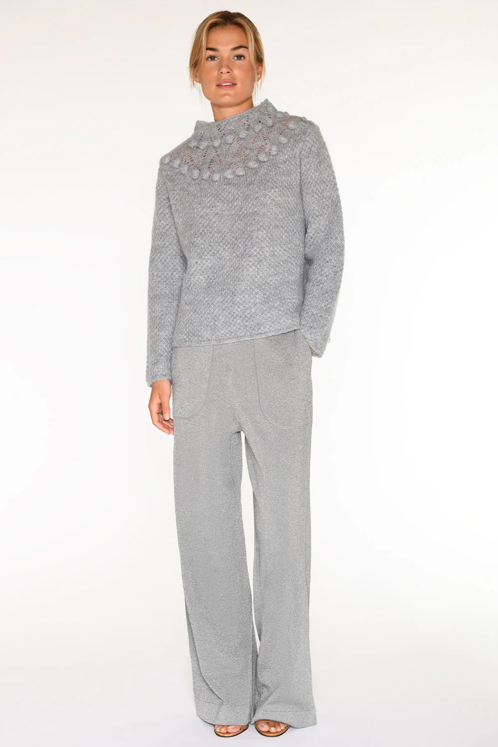 Jessi knitted wide leg | LightGrey | Bukser fra Gustav - Image 2